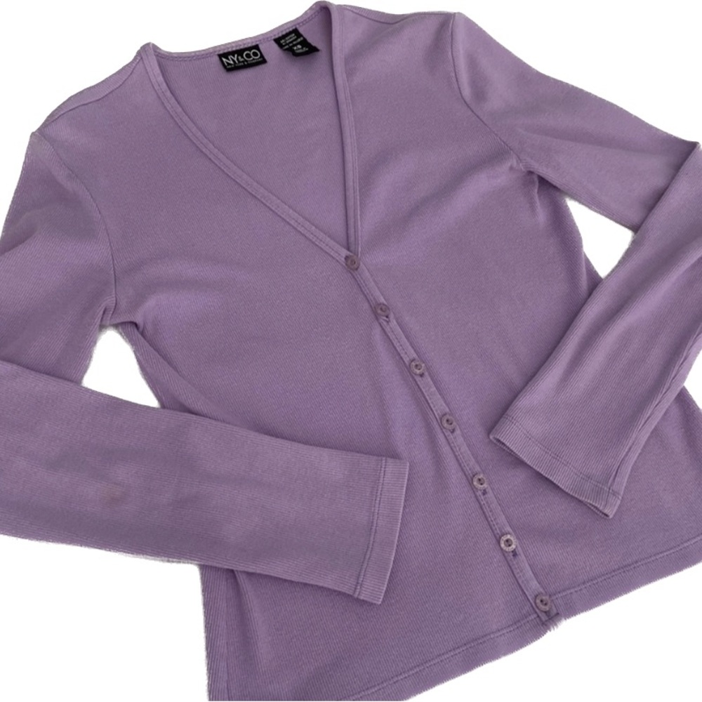New York & Co Lilac Button Up Cardigan